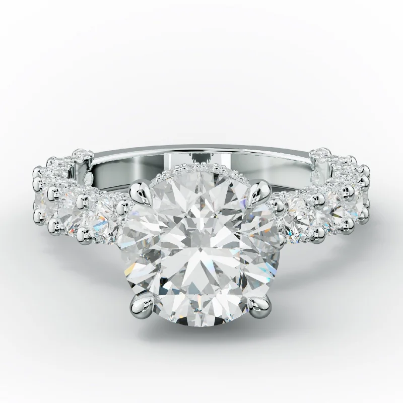 Women's engagement rings proposal-shine-Savannah Round Diamond Engagement Ring With Hidden Halo