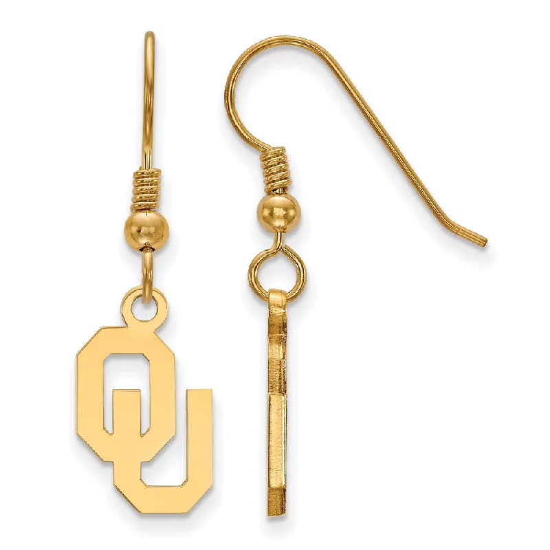 Women's earrings chunky-steel-14k Gold Plated Silver University of Oklahoma Dangle Earrings