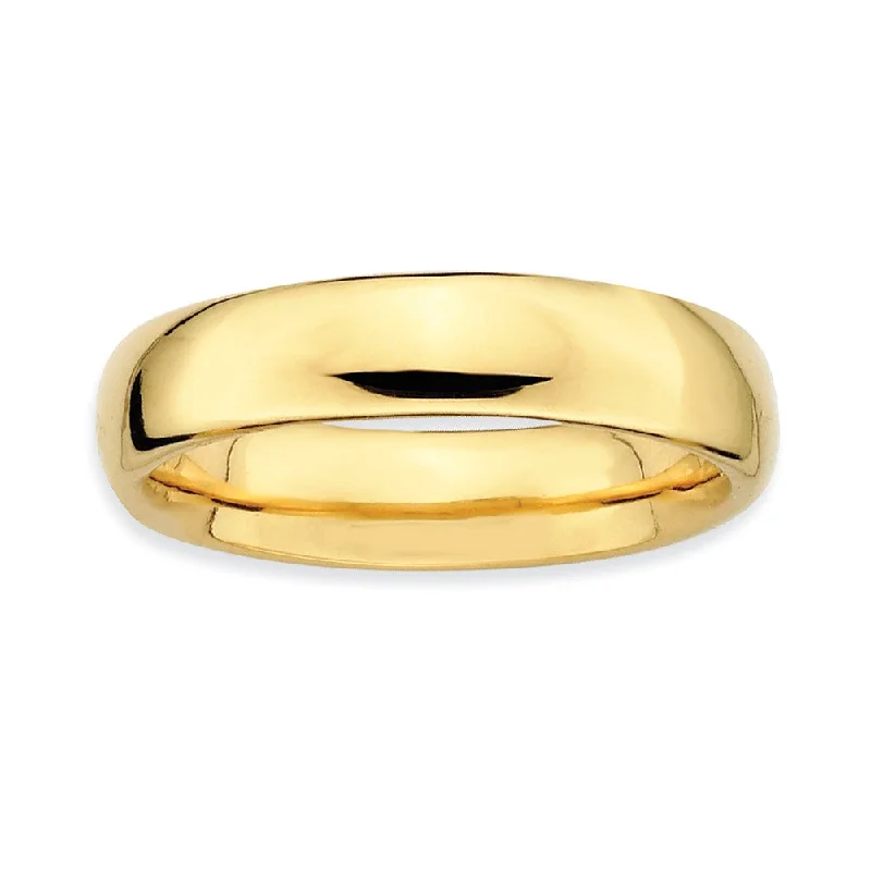 Women's rings ornate-shine-14k Yellow Gold Plated Sterling Silver Stackable Polished 4.5mm Band