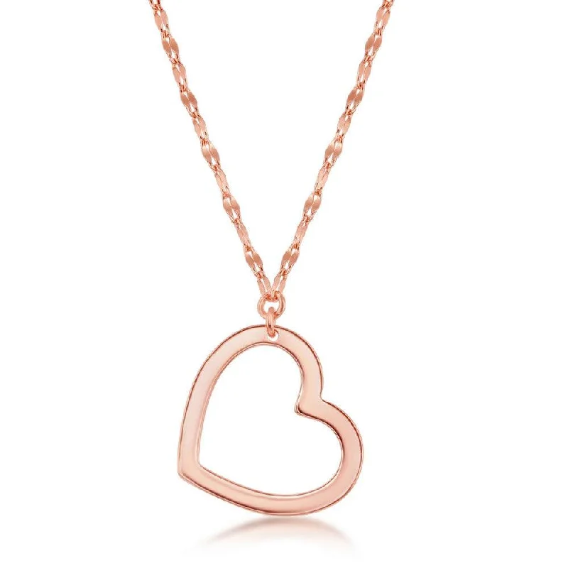 Women's necklaces hand-twisted-Sterling Silver Rose Gold Plated Open Heart Necklace