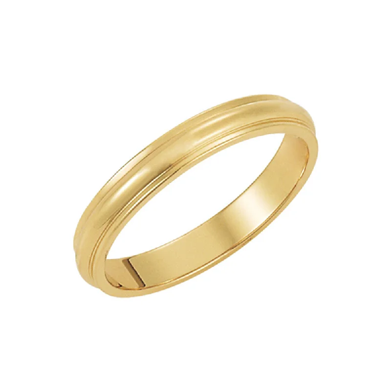 Women's rings glossy-edge-3mm Half Round Ridged Edge Band in 10k Yellow Gold