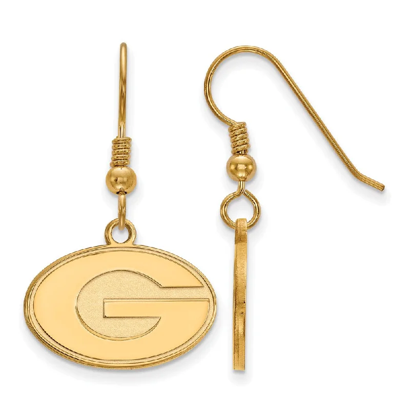 Women's earrings hand-twisted-14k Gold Plated Silver University of Georgia SM Dangle Earrings