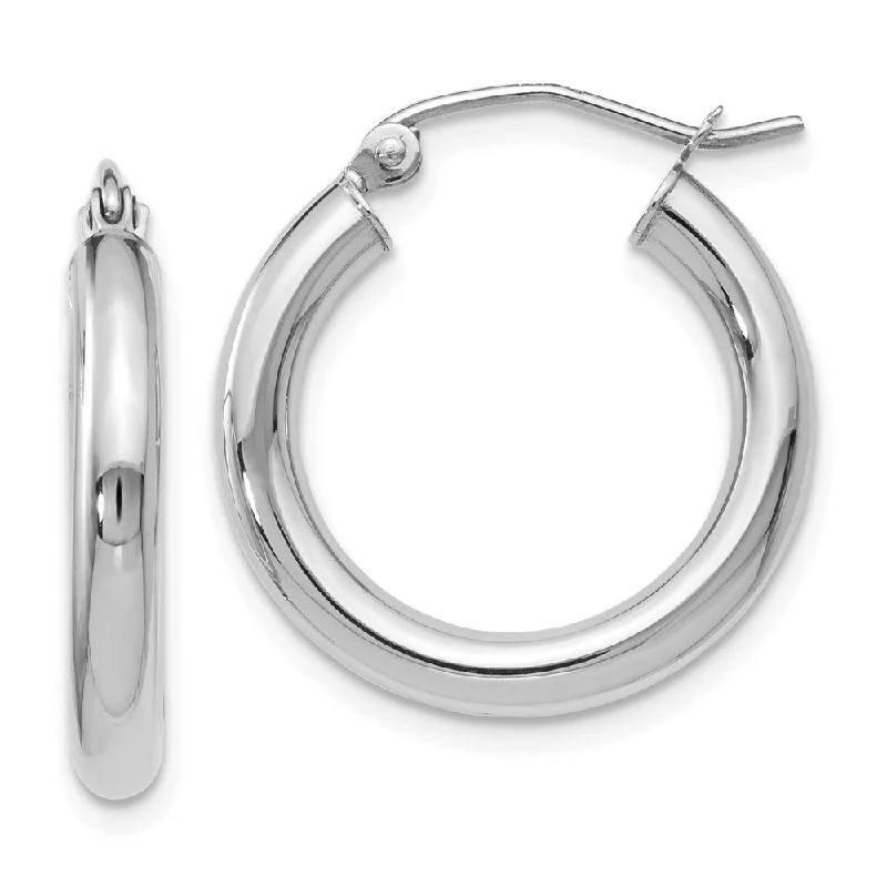 Women's earrings eternal-luxe-3mm Round Hoop Earrings in 14k White Gold, 20mm (3/4 Inch)