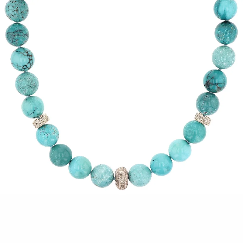 Women's necklaces fine-blush-14K Gold Turquoise Diamond Bead Necklace  NG002635