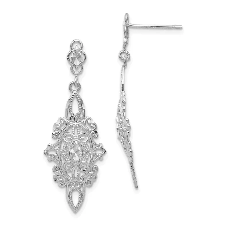 Women's earrings wispy-drop-Vintage Style Dangle Earrings in 14k White Gold