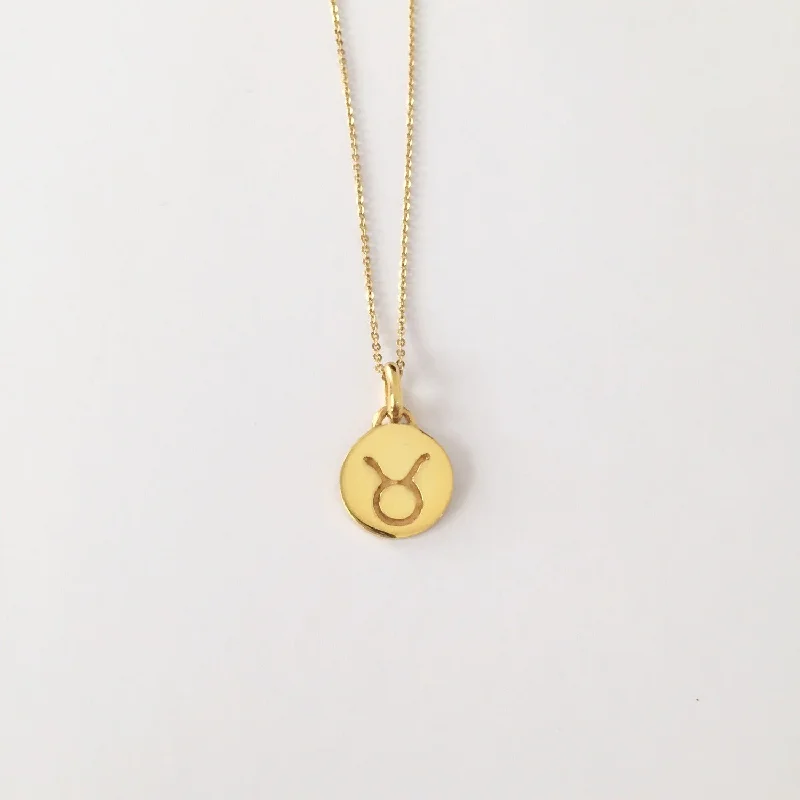 Women's necklaces luminous-glow-Taurus Necklace, Solid Gold