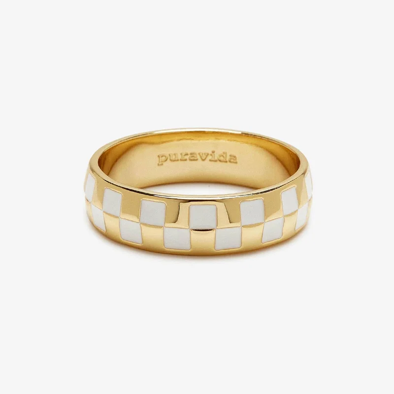 Women's rings twinkling-glow-Checkerboard Ring