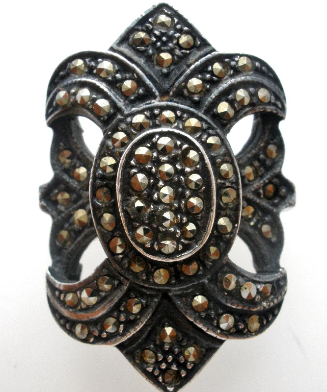 Women's rings cherished-token-Sterling Silver Marcasite Ring Size 5.5