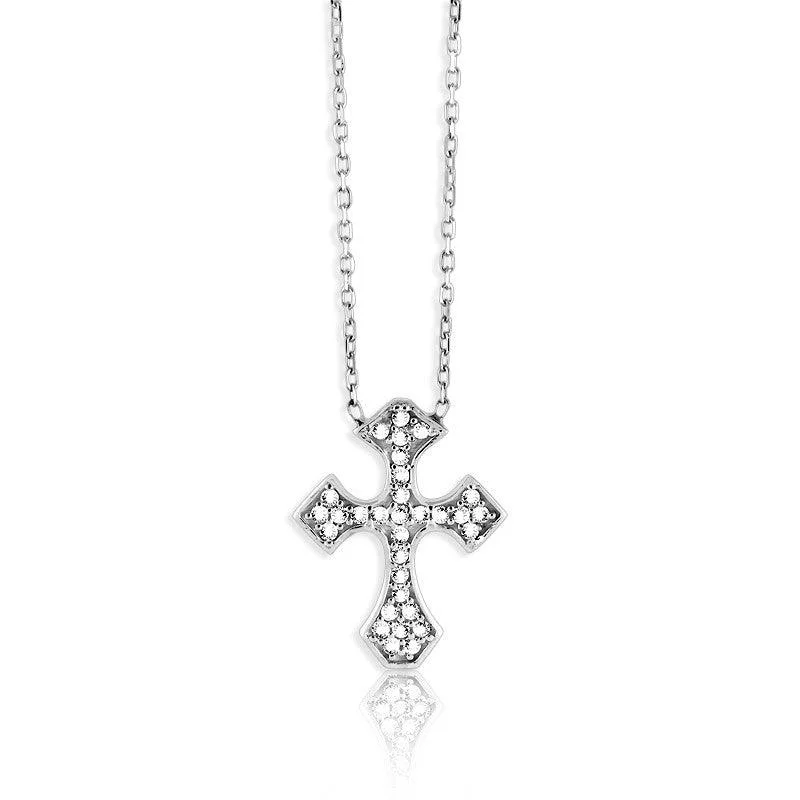 Women's necklaces elegant-treasure-Sterling Silver CZ Cross Design Necklace