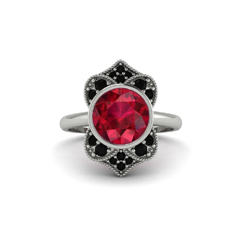 Women's engagement rings blush-shank-Ruby Bezel Vintage-Inspired Engagement Ring - Olive No. 42