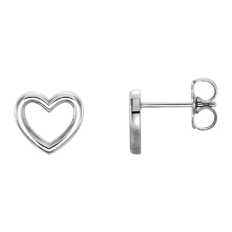 Women's earrings soft-tone-9 x 8mm (3/8 Inch) Polished Platinum Small Heart Post Earrings