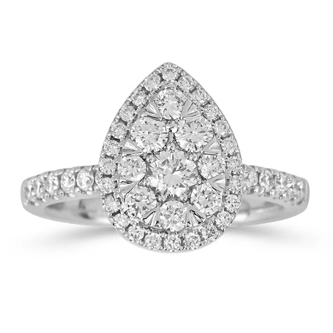 Women's engagement rings velvety-band-EcoLove 1 CTW Lab Grown Diamond Cluster Engagement Ring in 10KT White Gold