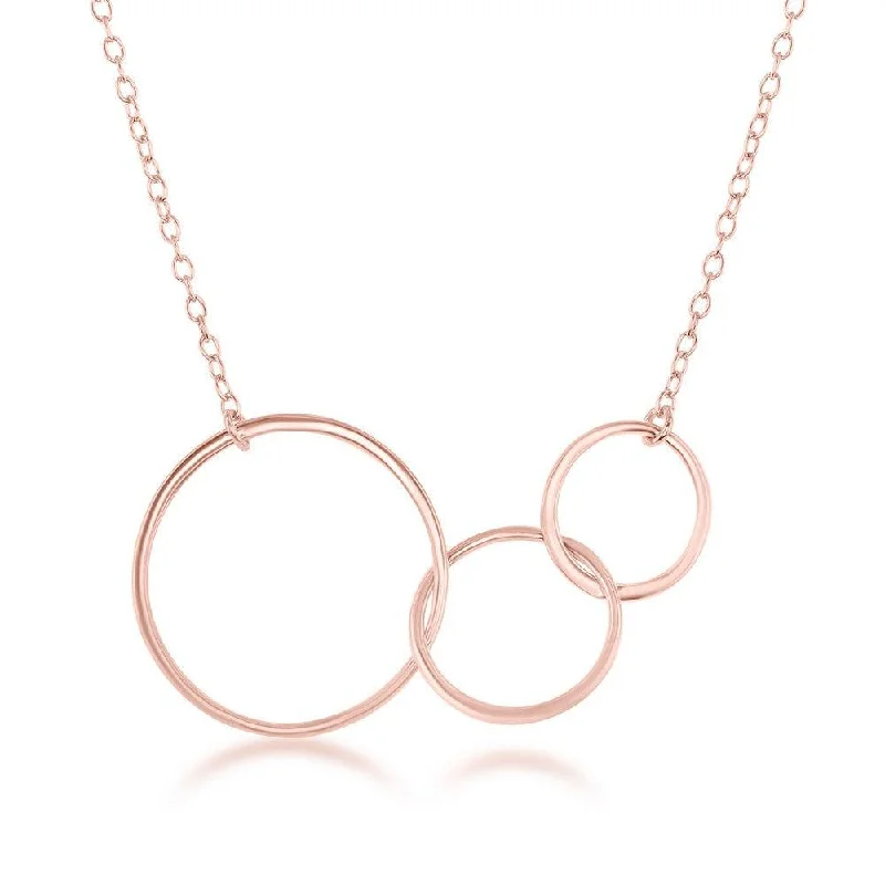 Women's necklaces chunky-steel-Sterling Silver Rose GP Graduating Open Circle Necklace