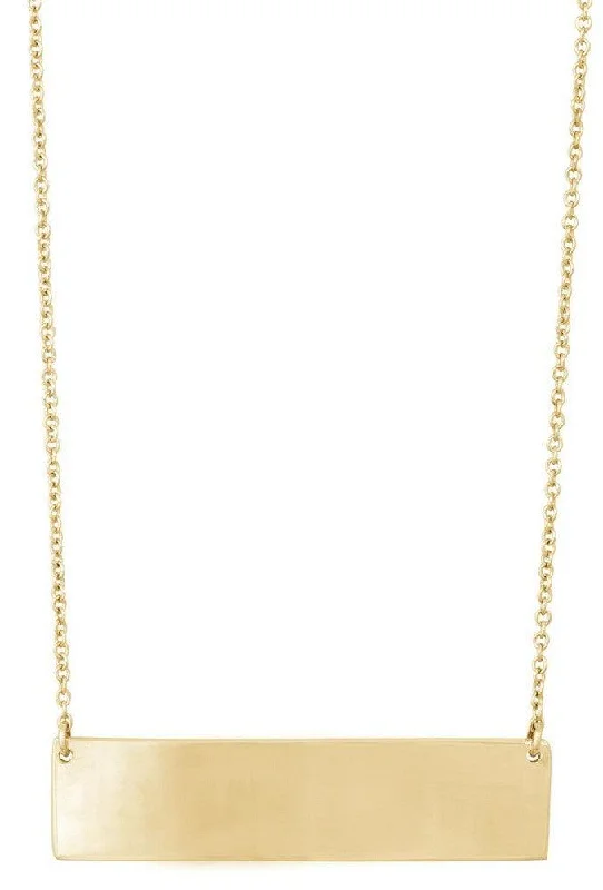 Women's necklaces airy-chain-Sterling Silver Large Flat Bar Gold Plated Necklace