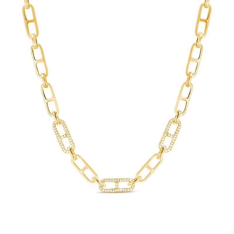 Women's necklaces eternal-luxe-14K Three Paris H Diamond Link Necklace - 16"  NG2592BG