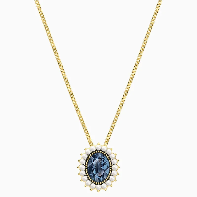 Women's necklaces Victorian-relic-Swarovski Women's Necklace - Millennium Blue Crystal Pendant Yellow Gold | 5484171