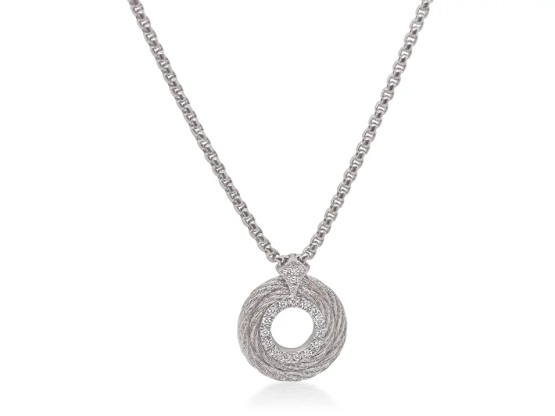 Women's necklaces luxe-titanium-ALOR Grey Chain & Cable Round Necklace with 14kt Gold & Diamonds