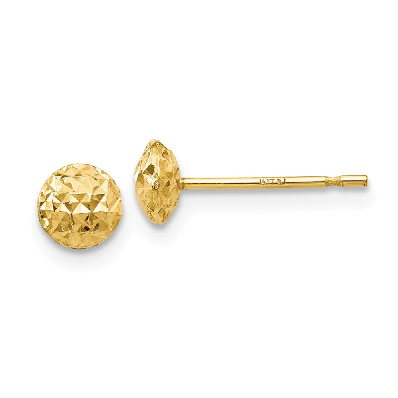 Women's earrings fine-velvet-5mm Diamond Cut Puffed Circle Post Earrings in 14k Yellow Gold