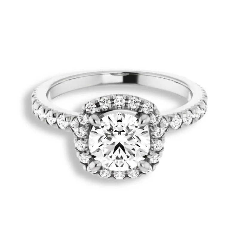 Women's engagement rings radiant-charm-Round Diamond Halo Engagement Ring