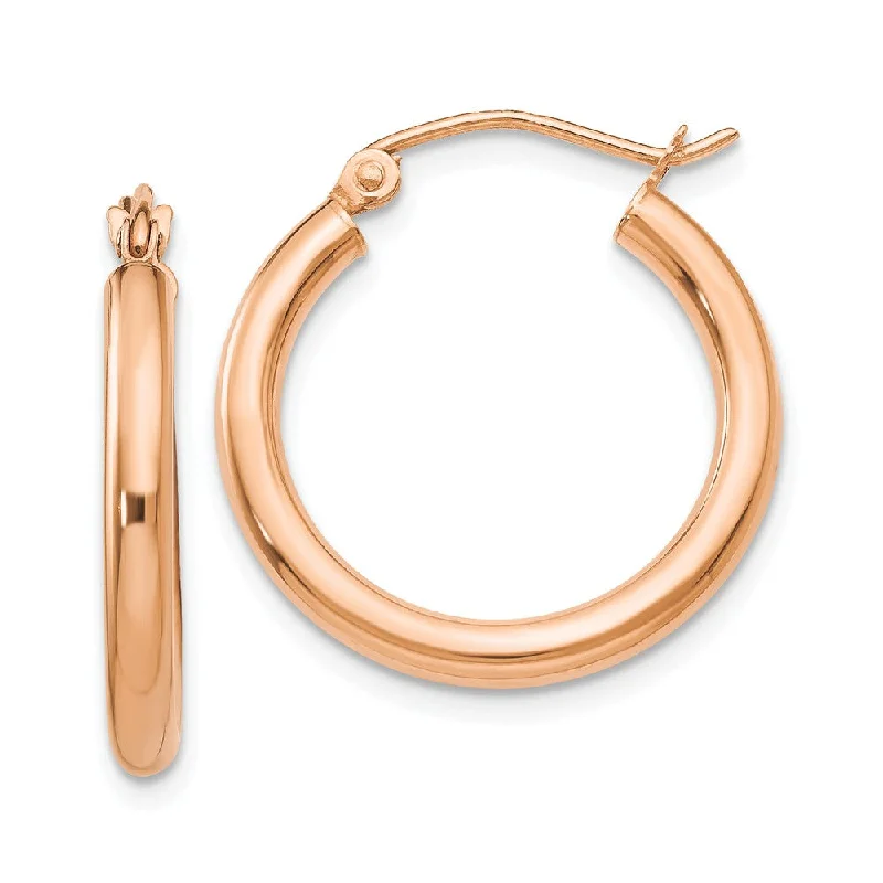 Women's earrings cherished-piece-2.5mm, 14k Rose Gold Polished Round Hoop Earrings, 20mm (3/4 Inch)