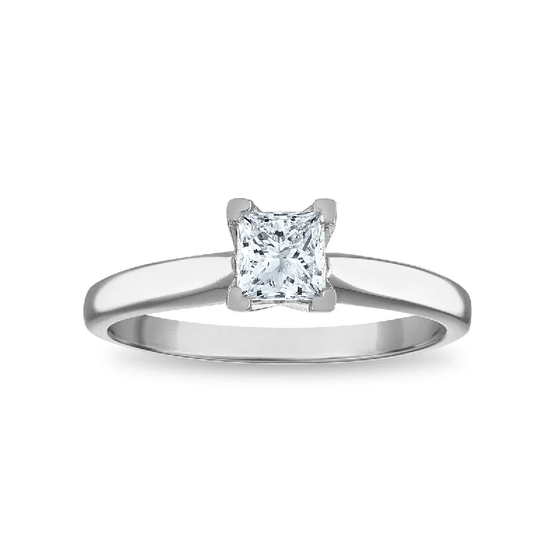 Women's engagement rings sparkling-emerald-Signature Certificate EcoLove 1/2 CTW Princess Cut Lab Grown Diamond Solitaire Engagement Ring in 14KT White Gold