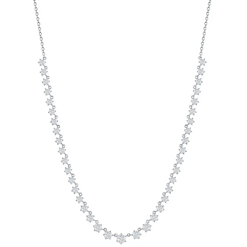 Women's necklaces futuristic-drop-Classic Women's Necklace - Sterling Silver Graduating Round White CZ Stone | M-7056